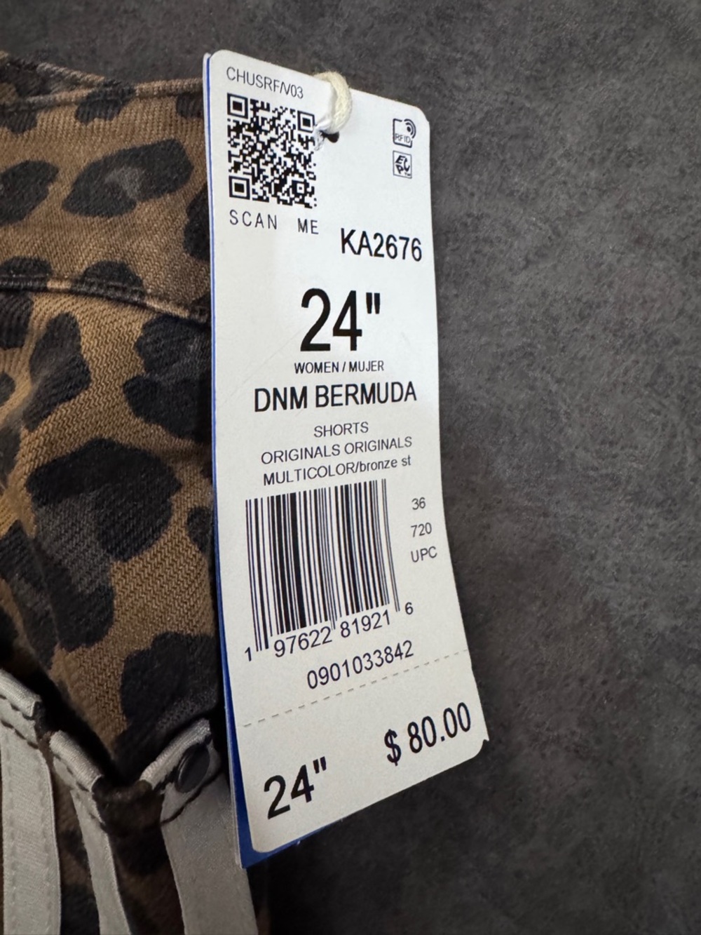 Women ADIDAS Leopard denim Bermuda shorts trendy jorts bronze classic stripes 24 - Picture 6 of 9